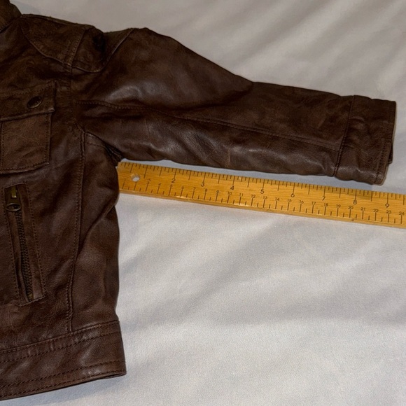 Baby GAP Faux Leather Moto Bomber Jacket Toddler Brown Sz 2 Years - Picture 14 of 15